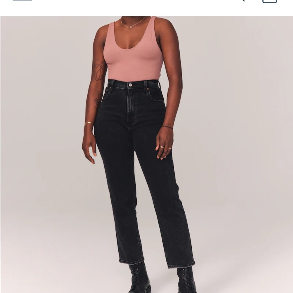 NWT Abercrombie & Fitch black ultra high rise straight ankle jeans